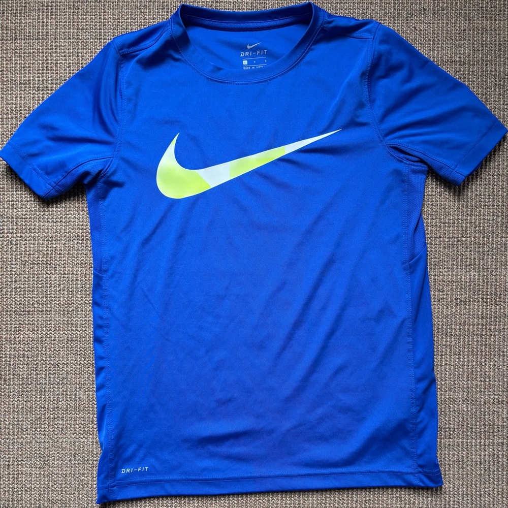 Nike Dri-FIT Blue Shirt with White Logo